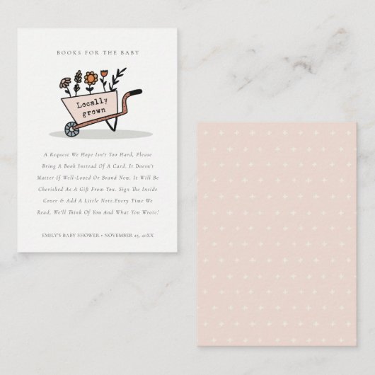 Niedliche Blumenkochbücher für Babydusche Begleitkarte (Vorne/Hinten)