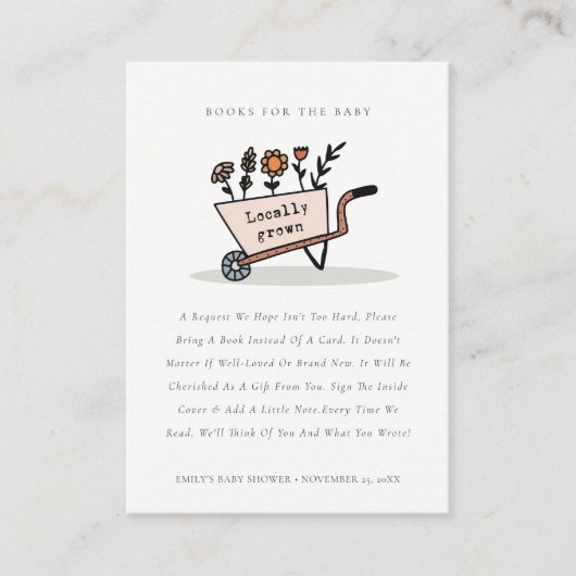 Niedliche Blumenkochbücher für Babydusche Begleitkarte (Vorderseite)