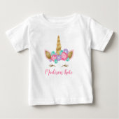 Niedliche Blumenkrone Einhorn Gesicht Erster Gebur Baby T-shirt (Vorderseite)