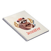 Niedliche Blumenkronen Wasserfarbe Raccoon Notizblock (Rechte Seite)