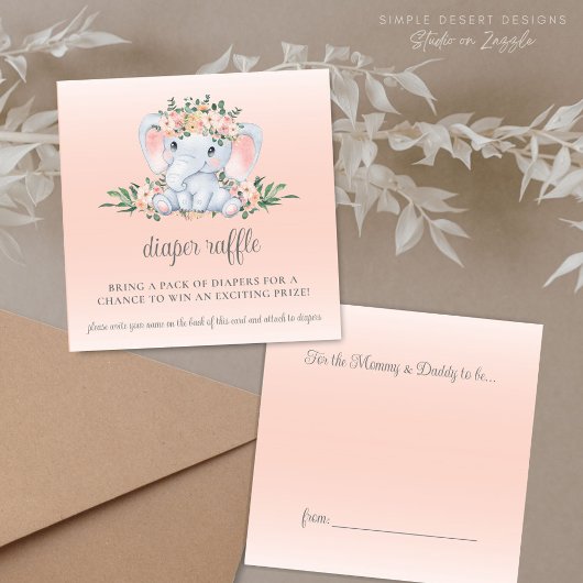 Niedliche Blumenlephant Babydusche Windelwanne Begleitkarte