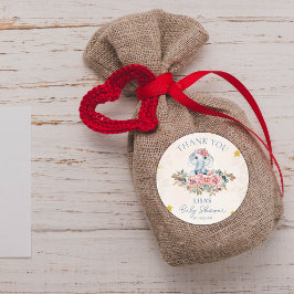 Niedliche Blumenlephäre Vielen Dank Kinderdusche Runder Aufkleber