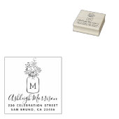 Niedliche Blumenmason Jar Script Name & Rücksendea Gummistempel (Stempel)