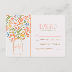 niedliche Blumenmaurerglas-Hochzeit UAWG-Karten RSVP Karte