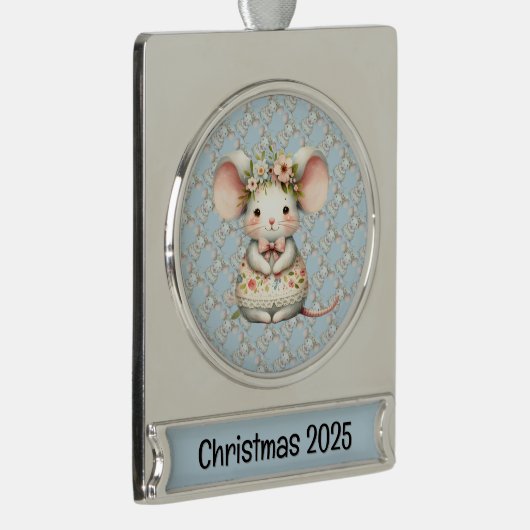 Niedliche Blumenmousse Blume Krone Banner-Ornament Silber (Rechts)