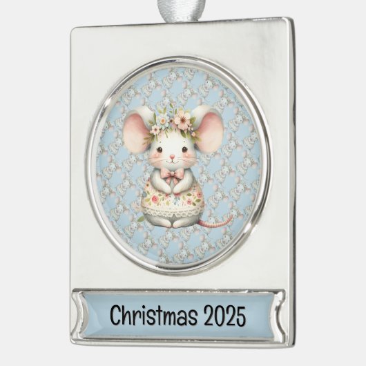 Niedliche Blumenmousse Blume Krone Banner-Ornament Silber (Links)