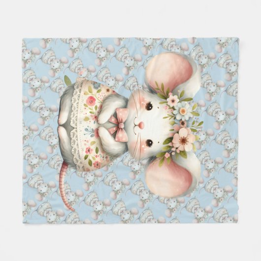 Niedliche Blumenmousse Blume Krone Fleecedecke (Vorderseite (Horizontal))