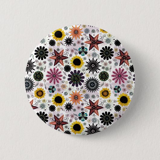 Niedliche Blumenmuster Button (Vorderseite)