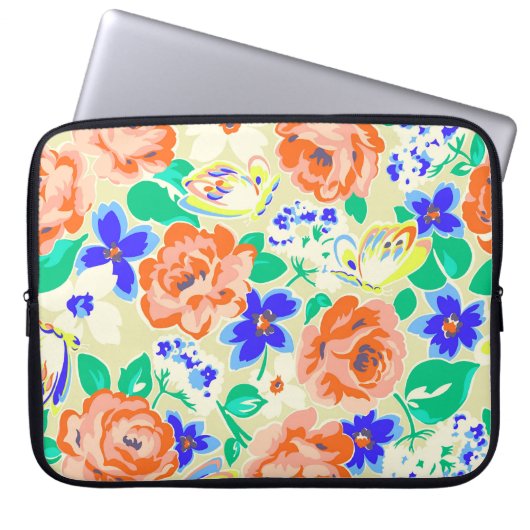 Niedliche Blumenmuster Laptopschutzhülle (Vorderseite)