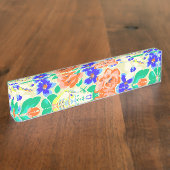 Niedliche Blumenmuster Namensplakette (Seite)