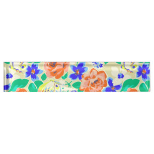Niedliche Blumenmuster Namensplakette