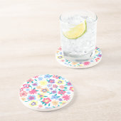 Niedliche Blumenmuster Sandstein Untersetzer (Seite)