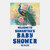 Niedliche Blumenpfauenschaum Kinderdusche Willkomm Acrylschild (Vorderseite)