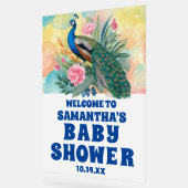 Niedliche Blumenpfauenschaum Kinderdusche Willkomm Acrylschild (Winkel)