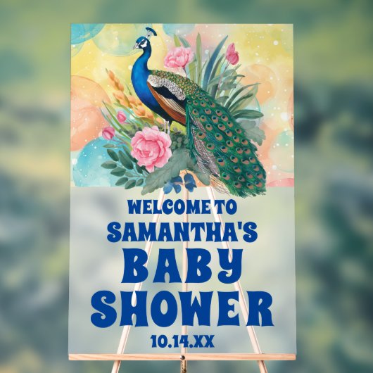 Niedliche Blumenpfauenschaum Kinderdusche Willkomm Acrylschild (Neutral)