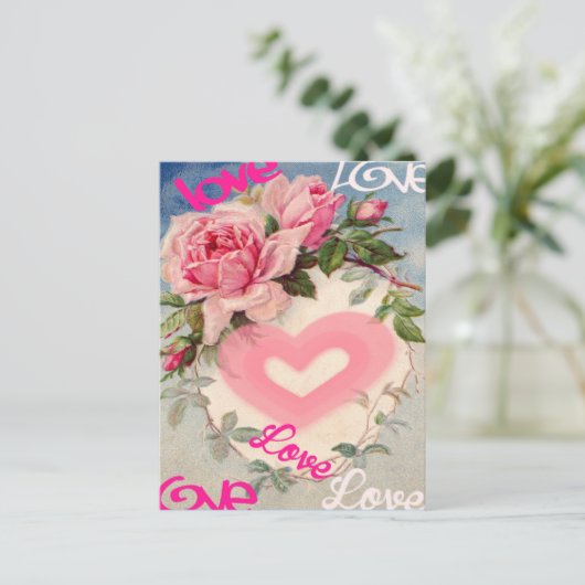 niedliche Blumenpost-Karte, Liebe Postkarte (Stehend Vorderseite)