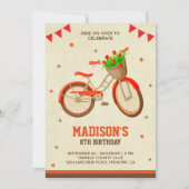 Niedliche Blumenradmädchen Geburtstagsparty Einladung (Vorderseite)