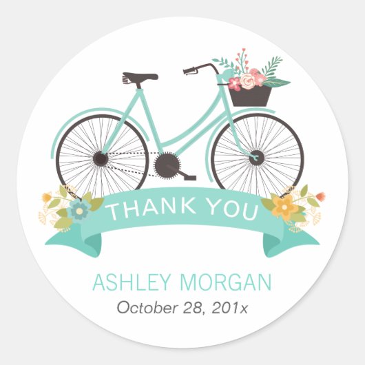 Niedliche Blumenradpastel Mint Green Vielen Dank Runder Aufkleber (Vorderseite)