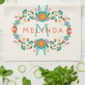 Niedliche Blumenrahmen Geschirrtuch (Gefaltet)