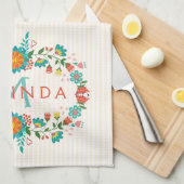 Niedliche Blumenrahmen Geschirrtuch (Viertel Falte)