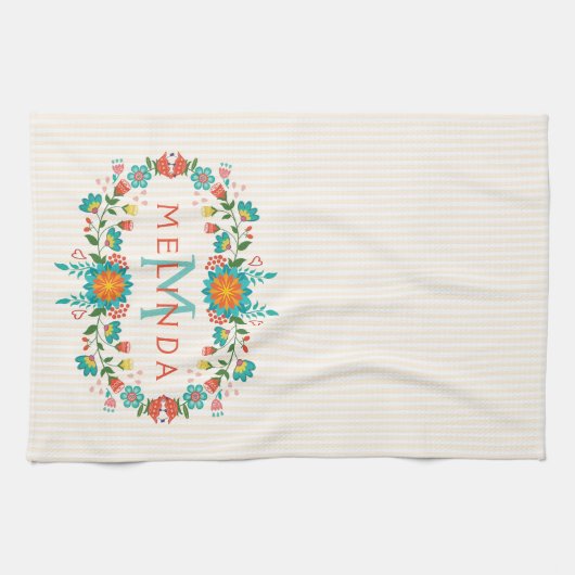 Niedliche Blumenrahmen Geschirrtuch (Horizontal)