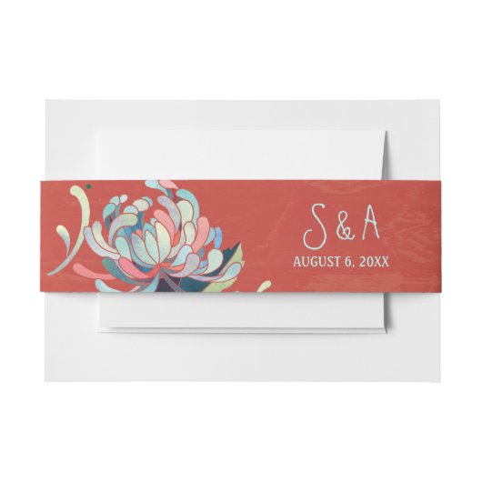 Niedliche blumenreiche Hochzeitsmonogramme Einladungsbanderole (Vorderseite Beispiel)