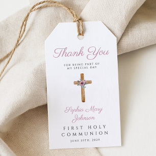 Niedliche Blumenrosa Cross Girl Erste Kommune Geschenkanhänger