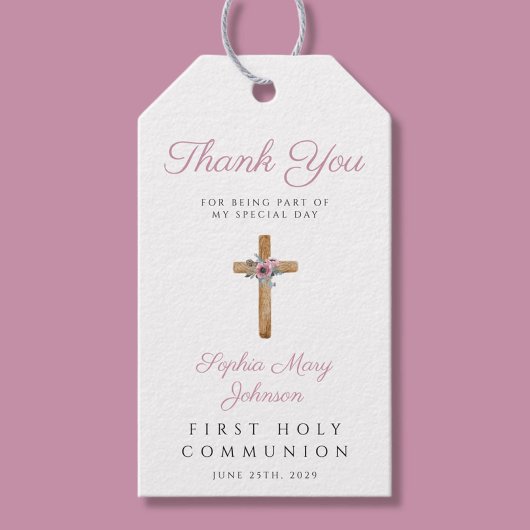 Niedliche Blumenrosa Cross Girl Erste Kommune Geschenkanhänger