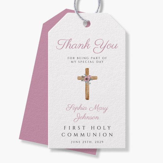 Niedliche Blumenrosa Cross Girl Erste Kommune Geschenkanhänger