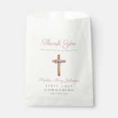 Niedliche Blumenrosa Cross Girl Erste Kommune Geschenktütchen (Vorderseite)