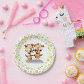 Niedliche Blumenschalen Twins Kinderdusche Pappteller (Party)