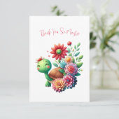 Niedliche Blumenschildkröte Danke Note Card (Stehend Vorderseite)