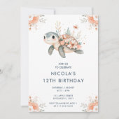 Niedliche Blumenschildkröte Geburtstagsparty Einladung (Vorderseite)