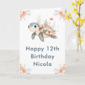 Niedliche Blumenschildkröte Geburtstagsparty Karte (Gelbe Blume)