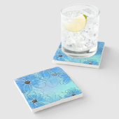 Niedliche Blumenskizze mit Wasserfarben Steinuntersetzer (Seitenansicht)