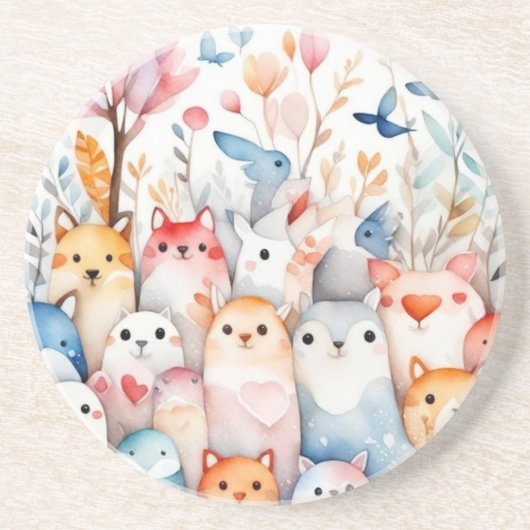 Niedliche Blumentiere niedliche Gestaltung Getränkeuntersetzer (Vorne)