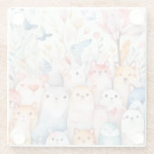 Niedliche Blumentiere niedliche Gestaltung Glasuntersetzer (Rückseite)