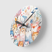 Niedliche Blumentiere niedliche Gestaltung Runde Wanduhr (Winkel)