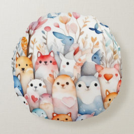 Niedliche Blumentiere niedliche Gestaltung Rundes Kissen