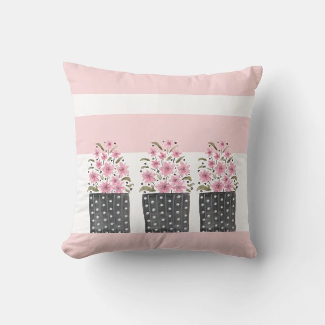 Niedliche Blumentöpfe im rosa Traum Kissen (Vorderseite)