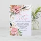 Niedliche Blumenzange Abstrakte Papierabwicklung Einladung (Stehend Vorderseite)