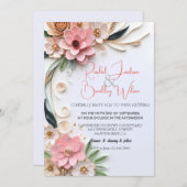 Niedliche Blumenzange Abstrakte Papierabwicklung Einladung (Vorne/Hinten)