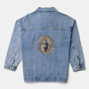 Niedliche Blumenzierkunst Tierkatze Kaninchen East Jeansjacke