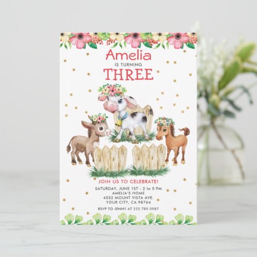 Niedliche Blumenzüchter Dritte Einladung zum Gebur (Stehend Vorderseite)