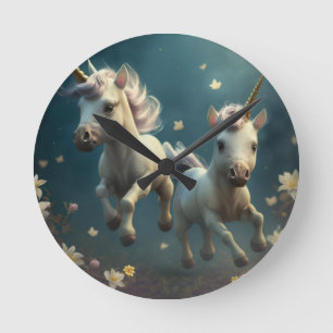 Niedliche Blumenzwiebeln, die kleine Pony Round Cl Runde Wanduhr