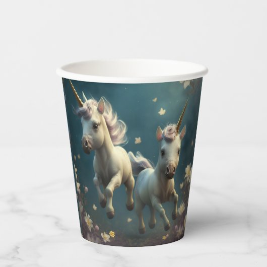 Niedliche Blumenzwiebeln fliegen wenig Pony Papier Pappbecher (Vorderseite)