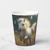 Niedliche Blumenzwiebeln fliegen wenig Pony Papier Pappbecher (Rückseite)