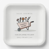 Niedliche Blush Blumenkartentoilettendusche Pappteller (Vorderseite)