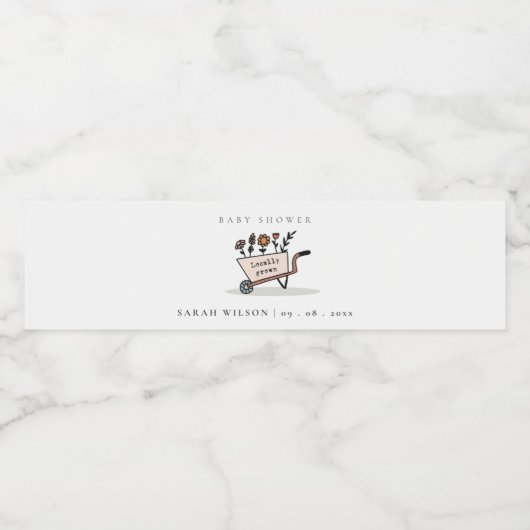 Niedliche Blush Blumenkartentoilettendusche Wasserflaschenetikett (Einzelnes Label)