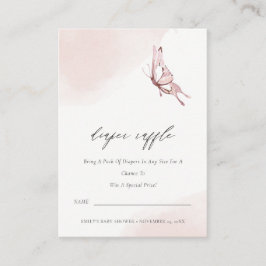 Niedliche Blush Butterfly Diaper Raffle Babydusche Begleitkarte